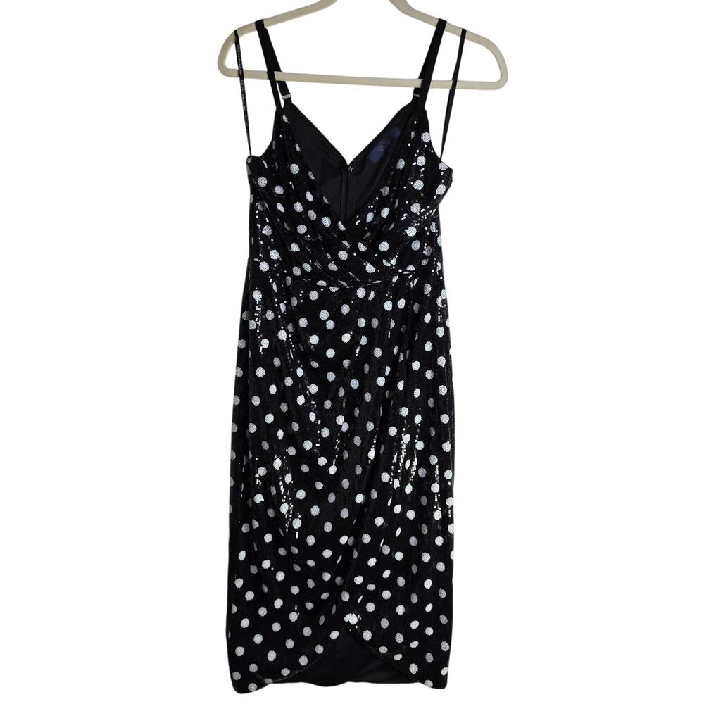 Rachel Roy Sz4 Sequin Black n White Polka-dot bodycon Dress. Tanktop Sexy Events
